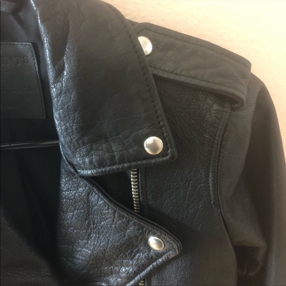 All Saints Leather Motorcycle Jacket with silver hardware - Picture 5 of 8